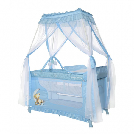 Patuturi si tarcuri pliabile - Patut pliabil stil baldachin Magic Sleep, cu accesorii, Blue Moon Sleeping Bear