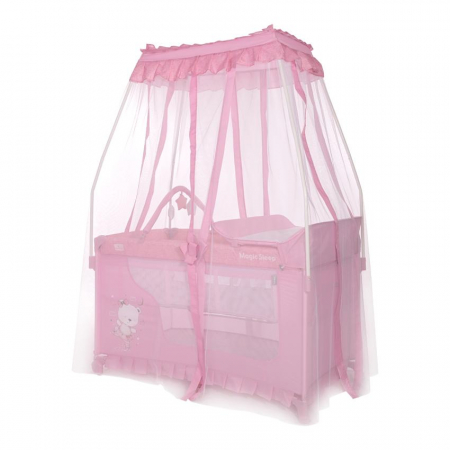 Patut pliabil stil baldachin Magic Sleep, cu accesorii, Mellow Rose Ballerina Bear [1]