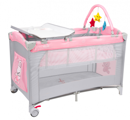 Patuturi si tarcuri pliabile - Patut pliant 2 nivele Juju Sleepy Baby, Hunny Bunny