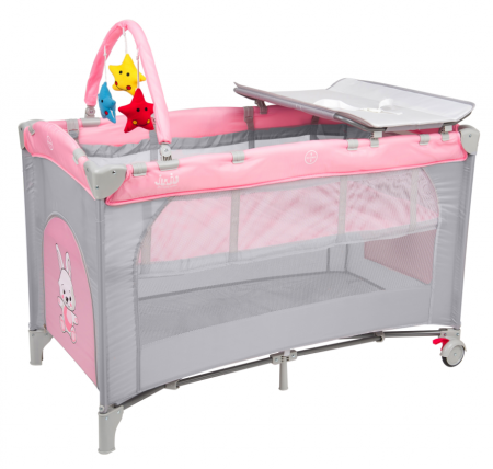 Patut pliant 2 nivele Juju Sleepy Baby, Hunny Bunny [3]