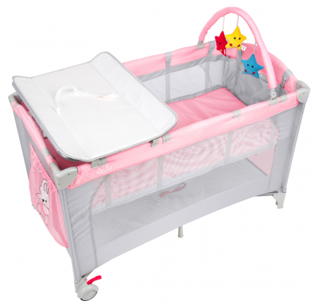 Patut pliant 2 nivele Juju Sleepy Baby, Hunny Bunny [4]