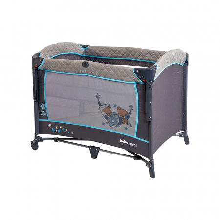 Patut pliant cu 2 nivele si laterala culisanta DREAMING BEAR albastru, dimensiune exterioara 109 x 73 x 82.5 cm, Beberoyal [6]