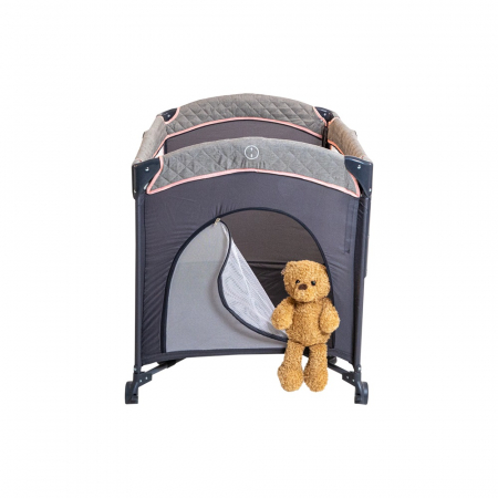 Patut pliant cu 2 nivele si laterala culisanta DREAMING BEAR roz, dimensiune exterioara 109 x 73 x 82.5 cm, Beberoyal [8]