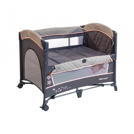 Patut pliant cu 2 nivele si laterala culisanta DREAMING BEAR roz, dimensiune exterioara 109 x 73 x 82.5 cm, Beberoyal [6]