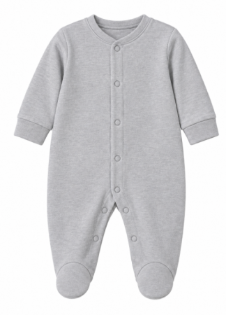 Salopete - Pijama bebe cu piciorușe, gri