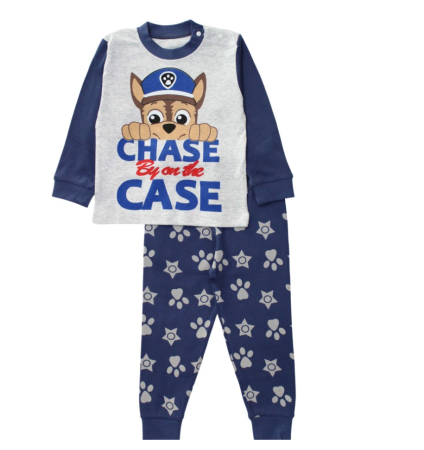 Pijamale - Pijama copii, bumbac fin, model catelus, albastru