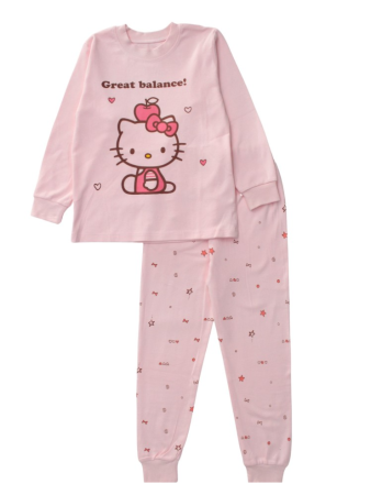 Pijamale - Pijama copii, bumbac fin, model Kitty, roz