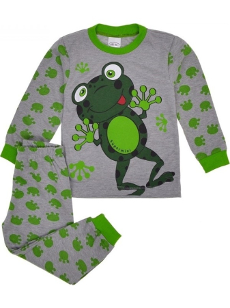 Pijamale - Pijama copii,gri verde,broscuta