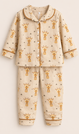 Haine bebe baietei - Pijama cu nasturi, model girafe
