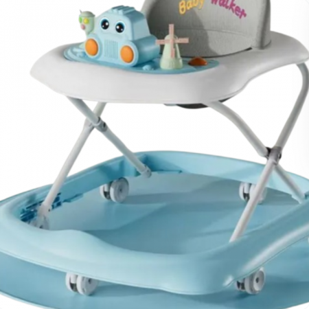 Premergatoare si antepremergatoare - Premergator cu jucarii, Muzical, Cadru bazal antirasturnare, 6 roti duble, Albastru