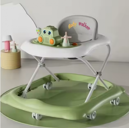 Premergator cu jucarii, Muzical, Cadru bazal antirasturnare, 6 roti duble, Verde [2]