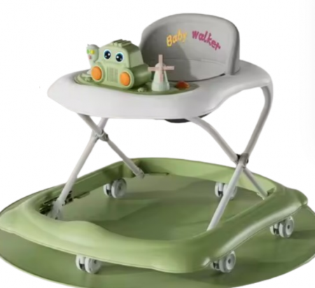 Premergatoare si antepremergatoare - Premergator cu jucarii, Muzical, Cadru bazal antirasturnare, 6 roti duble, Verde