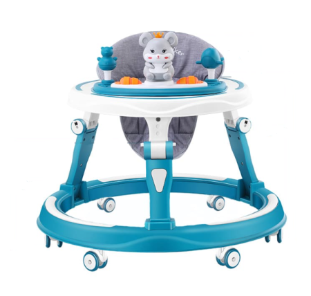 Premergatoare si antepremergatoare - Premergator, cu muzica si lumini, baza rotunda stabila, roti silicon, Bubu-Still®, Soricel vesel, albastru turcoaz