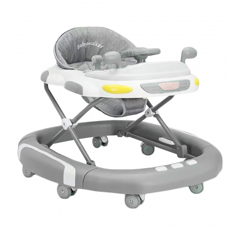 Premergatoare si antepremergatoare - Premergator cu panou muzical si jucarii, roti din silicon, Reglabil, Cu functie de balansoar