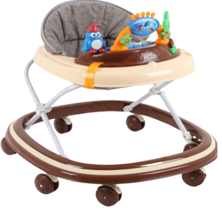 Premergatoare si antepremergatoare - Premergator pentru copii, reglabil pe inaltime, baza rotunda stabila, roti silicon, cu muzica, model Pinguin, Bubu-Still®, Bej