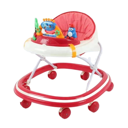 Premergatoare si antepremergatoare - Premergator pentru copii, reglabil pe inaltime, baza rotunda stabila, roti silicon, cu muzica , model Pinguin, Bubu-Still®, roz