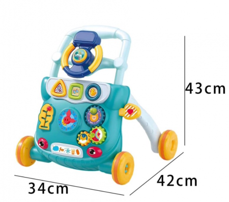 Premergatorul interactiv 2 in 1, cu centru de joaca, ceas analogic si jucarii interactive [2]