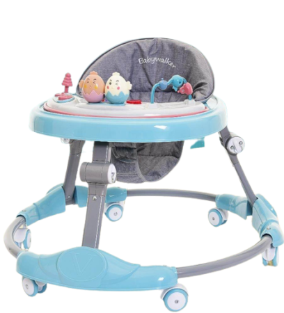 Premergatoare si antepremergatoare - Premergator, reglabil, baza rotunda stabila, 2 in 1, roti pline din silicon, albastru