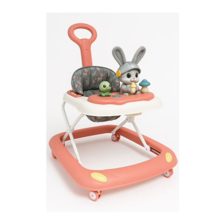 Premergatoare si antepremergatoare - Premergator, Roti din silicon, muzical, cu control parental, +6 luni, Iepuras plusat, Roz