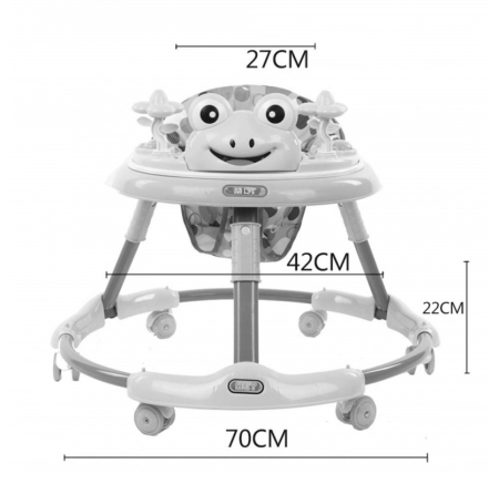Premergator, structura piramidala cu baza rotunda, Bubu-Still, muzical si reglabil pe inaltime, roti din silicon, albastru [1]