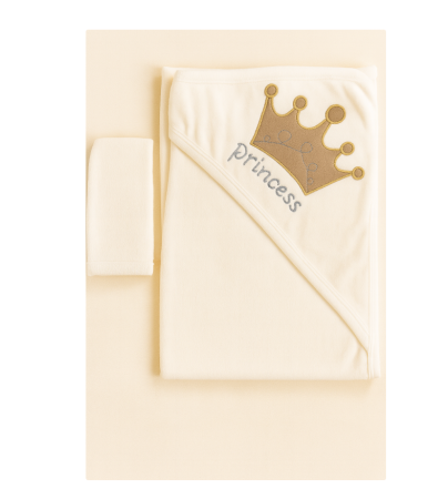 Prosop de baie - Prosop De Baie Pentru Bebelusi, Manusa inclusa, Printesa, 90 x 70 cm