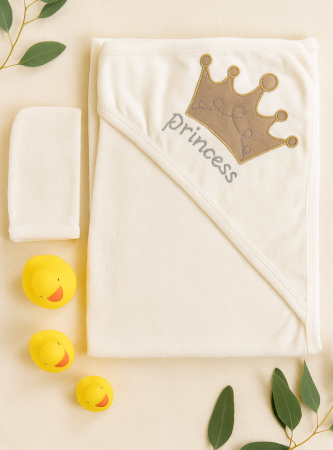 Prosop De Baie Pentru Bebelusi, Manusa inclusa, Printesa, 90 x 70 cm [1]