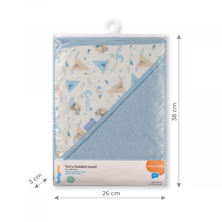 Prosop baie cu gluga bumbac soft 100 x 100 cm Babyono Albastru [3]