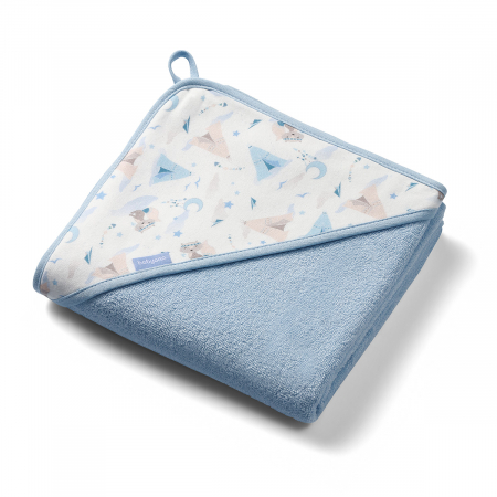 Prosop de baie - Prosop baie cu gluga bumbac soft 100 x 100 cm Babyono Albastru