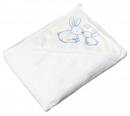 Prosop de baie - PROSOP BAIE CU GLUGA MICUTII IEPURASI ALB 100x100CM