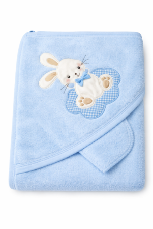 Prosop de baie - Prosop bebe, Model Iepuras, bumbac 100%