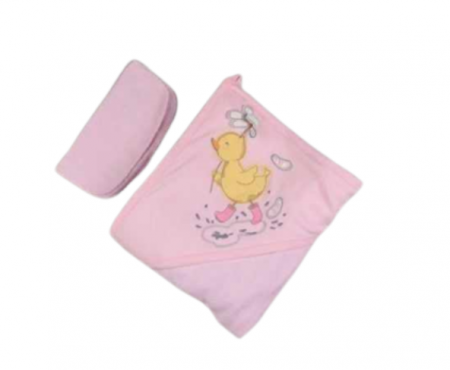 Prosop de baie - Prosop bebe, Model Ratusca, bumbac 100%, Roz