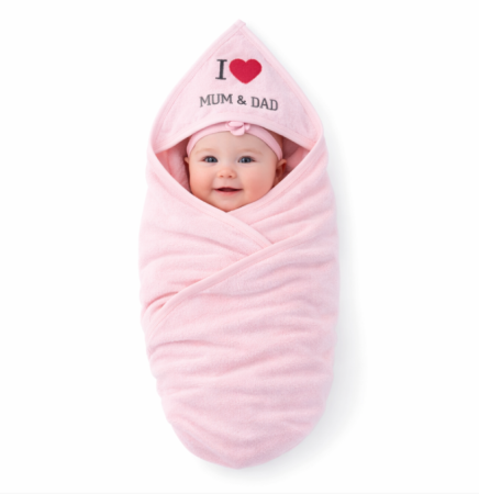 Prosop de baie - Prosop bebelusi, cu gluga, gros, roz