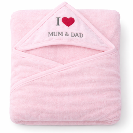 Prosop de baie - Prosop bebelusi, cu gluga, gros, roz