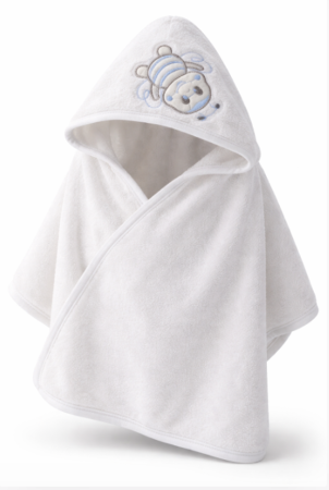 Haine bebe baietei - Prosop de Baie cu Gluga pentru Bebelusi, 100% Bumbac, Calitate Premium, Super Absorbant, Hipoalergenic, cu Albinuta, Albastru