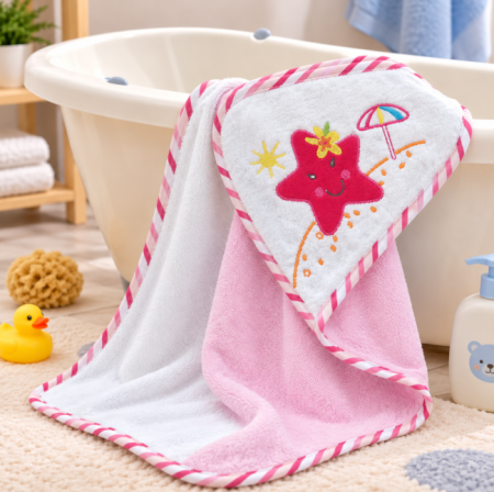 Haine bebe fetite - Prosop de baie pentru bebe cu glugă – moale și absorbant, steluta