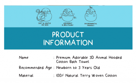 Prosop de baie pentru bebelusi, cu gluga, densitate mare, 360g/mp, Model elefantel norocos [2]