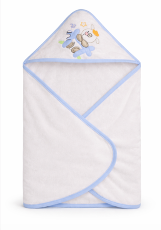 Haine bebe baietei - Prosop de baie pentru bebelusi, cu gluga, ursuletul pilot