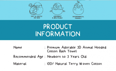 Prosop de baie pentru bebelusi, cu gluga, densitate mare, 360g/mp, model unicorn [4]