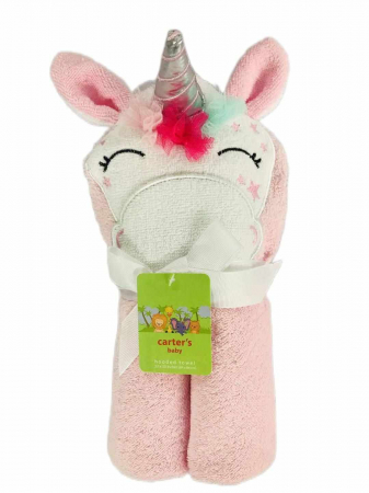 Prosop de baie - Prosop de baie pentru bebelusi, cu gluga, densitate mare, 360g/mp, model unicorn