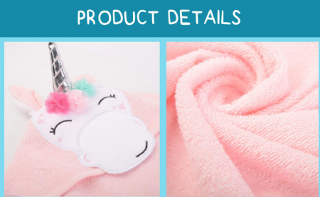 Prosop de baie pentru bebelusi, cu gluga, densitate mare, 360g/mp, model unicorn [5]