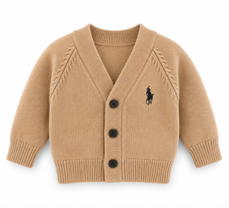 Haine baieti - Pulover tricotat pentru bebe – Cardigan elegant și confortabil, Bej