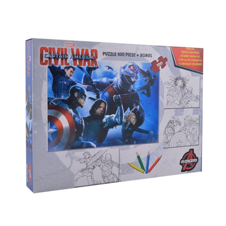 Puzzle si jocuri de construit - Puzzle 100 piese Captain America plus bonus