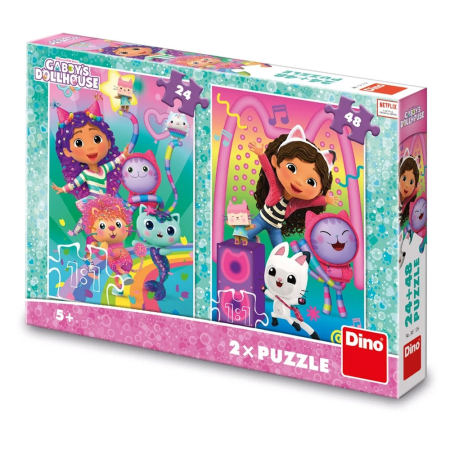 Puzzle si jocuri de construit - Puzzle 24+48 piese, Gabby: Disco party - DINO TOYS