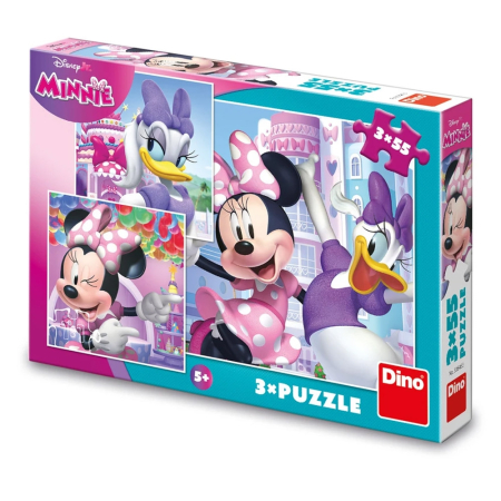 Puzzle si jocuri de construit - Puzzle 3x55 piese, Minnie & Daisy - DINO TOYS
