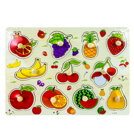 Puzzle si jocuri de construit - Puzzle Din Lemn, Incastru, Cu Pioneze, Fructe