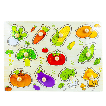 Puzzle si jocuri de construit - Puzzle Din Lemn, Incastru, Cu Pioneze, Legume