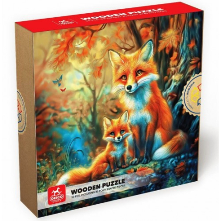 Puzzle si jocuri de construit - PUZZLE LEMN 50 PCS - VULPE