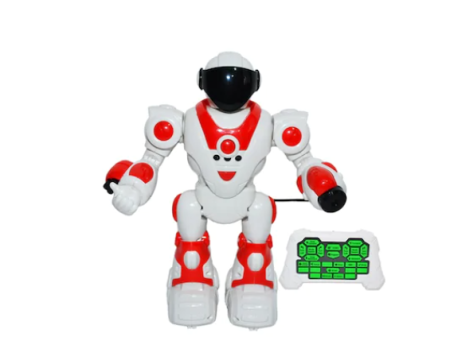 Roboti - Robot Cu Radiocontrol, Acumulatori, 27 Cm,Alb / Rosu