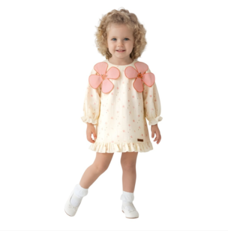 Haine fete - Rochie elegantă pentru fetițe, Cu Floricele 3D