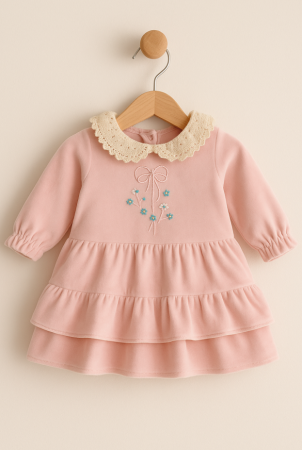 Rochite bebeluse - Rochita catifea, Cu guler brodat